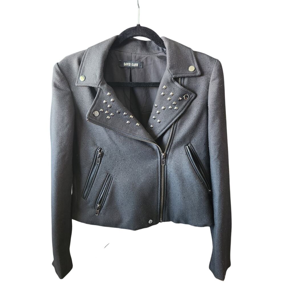 David‎ Kahn Black Moto Studded Jacket Sz M
